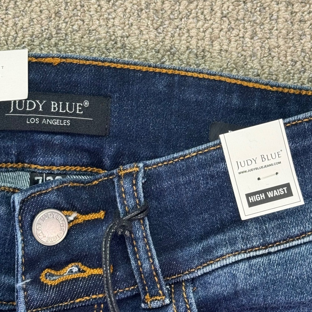Judy Blue High Waist Bootcut Jeans Frayed Hem Dark Wash JB82568DK Size 7/28 - Picture 5 of 9